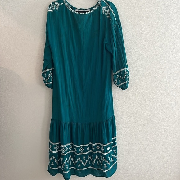 Zara Teal Embroidered Midi Dress - Picture 8 of 9